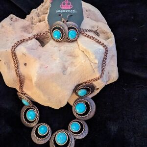 Paparazzi Copper Necklace with Turquoise Accents